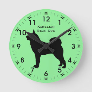 Horloge Ronde Chien d'Ours Carélien Silhouette Personnalisée