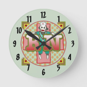 Horloge Ronde Chien en chaussette Infirmière RN