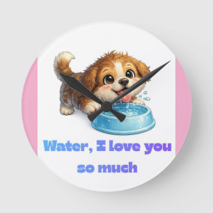 Horloge Ronde Chien heureux mignon amateur d'eau design inspiran