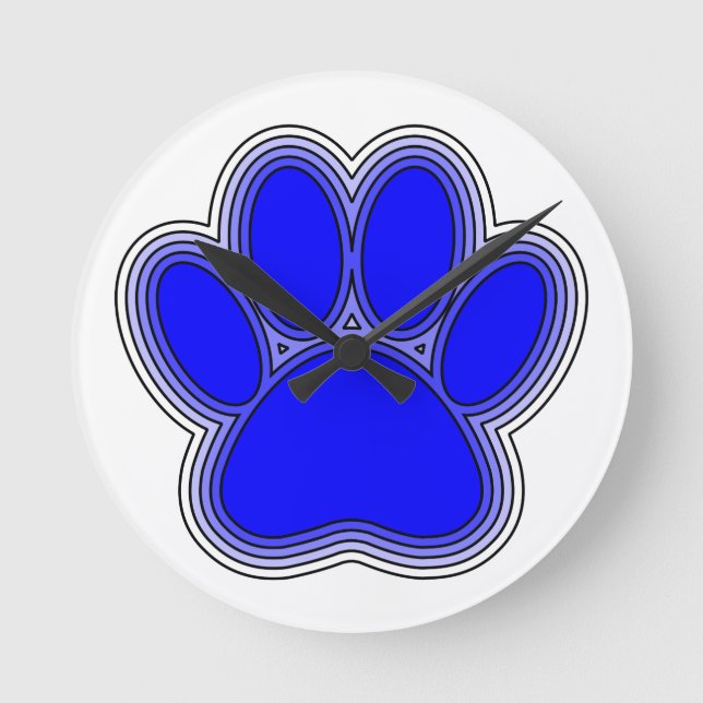 Horloge Ronde Chien Paw En Bleu Avec Contours (Recto)