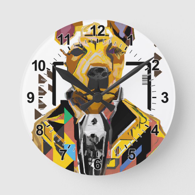 Horloge Ronde Chien portant un costume : Art numérique (Recto)