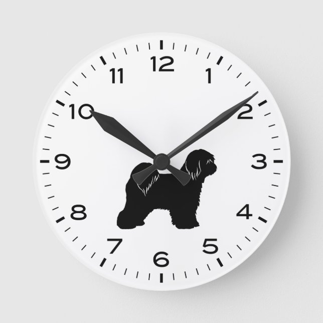 Horloge Ronde Chien Tibétain de race Terrier Silhouette (Recto)