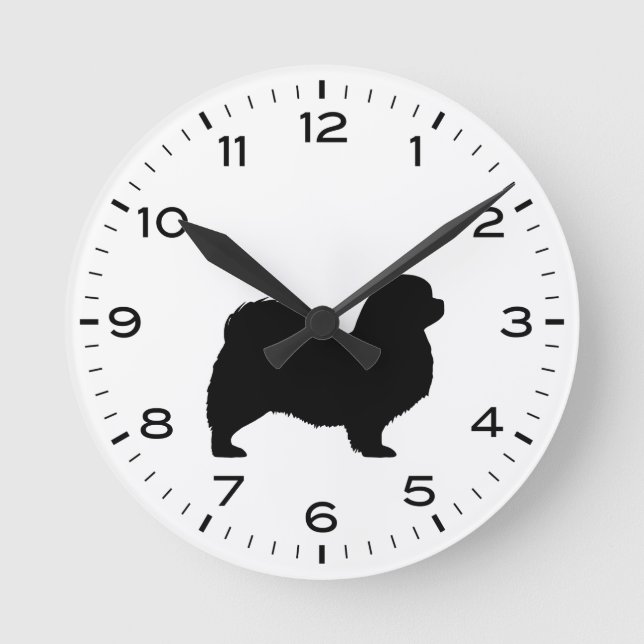 Horloge Ronde Chien Tibétain Espagnol race Silhouette (Recto)