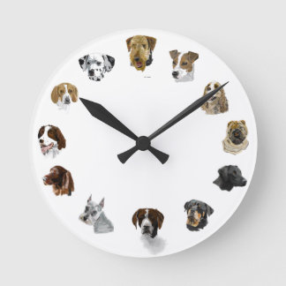 Horloge Ronde Chiens de travail dessinés à la main