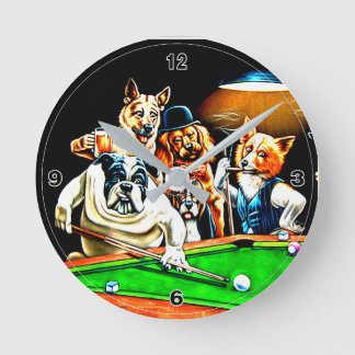 Horloge Ronde Chiens Jouer à la piscine