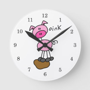 Horloge Ronde Chiffre T-shirts et cadeaux de bâton de porc