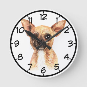 Horloge Ronde Chihuahua Wall Clock