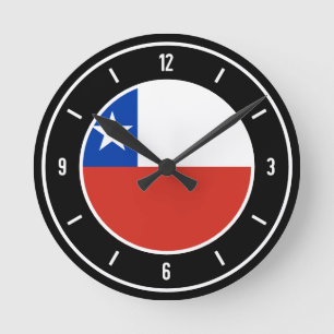 Horloge Ronde Chili Drapeau élégant