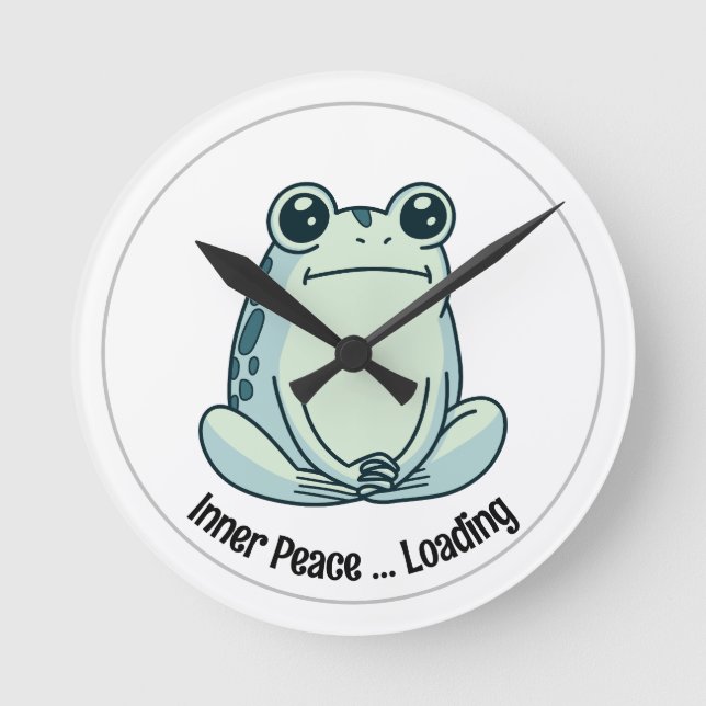 Horloge Ronde Chill Cartoon Zen Frog, Cute Meditating Frog (Recto)