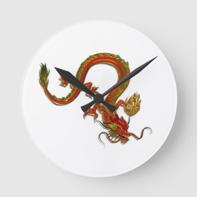 Horloge Ronde Chine Dragon Rouge (Recto)