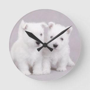 Horloge Ronde Chiots de Westie
