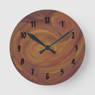 Horloge Ronde Chocolat Carmel Swirl