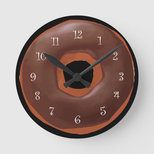 Horloge Ronde Chocolate Frosted Doughnut Funny Wall Clocks (Recto)