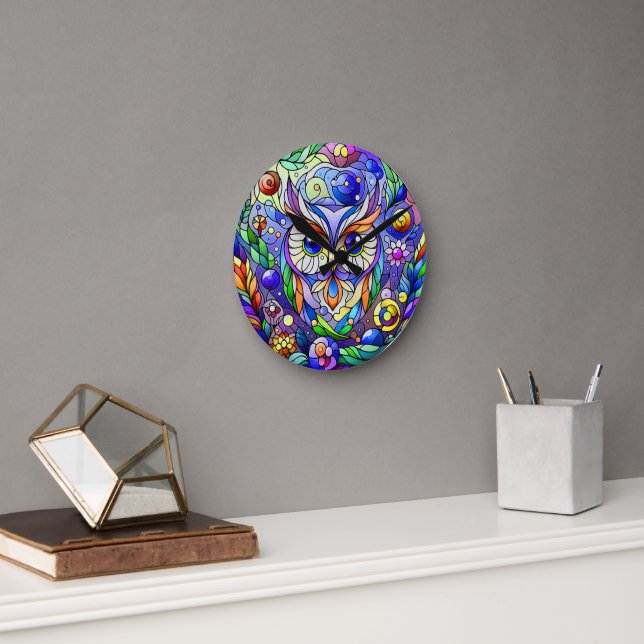 Horloge Ronde Chouette Whimsical Avec Yeux Sapphire (Bureau)