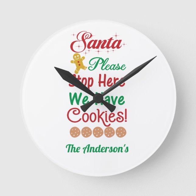 Horloge Ronde Christmas Père Noël S'il vous plaît Arrêtez ici No (Recto)