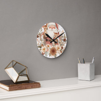 Horloge Ronde Christmas Santa Wall Clock | Winter Holiday Home 