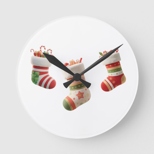 Horloge Ronde Christmas Socks Set – Cute Holiday Sock Designs (Recto)