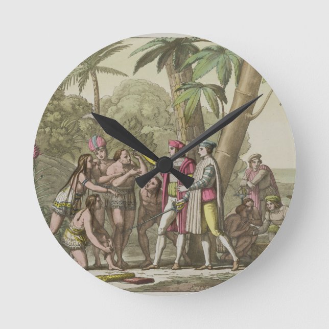 Horloge Ronde Christophe Colomb (1451-1506) avec Amérindiens (Recto)