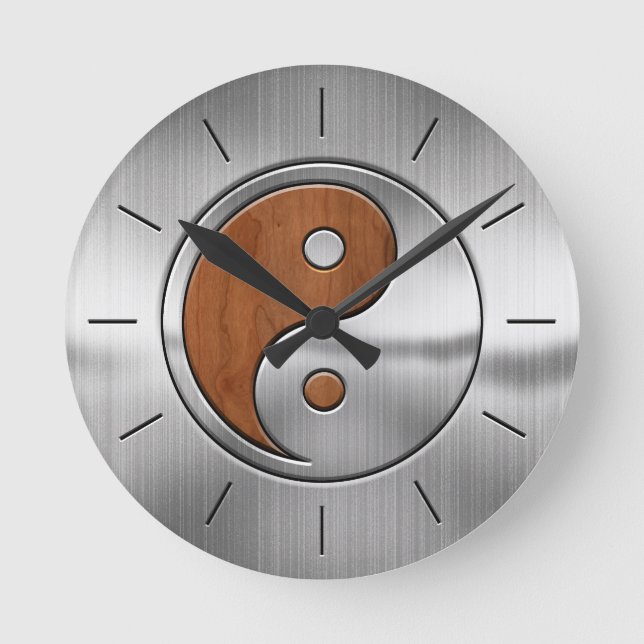 Horloge Ronde Chrome en bois Yang (Recto)