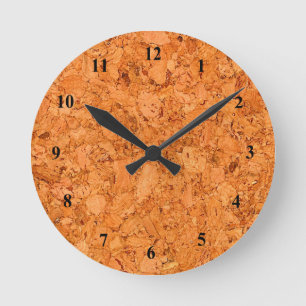 Horloge Ronde Chunky Natural Cork Wood Grain Look