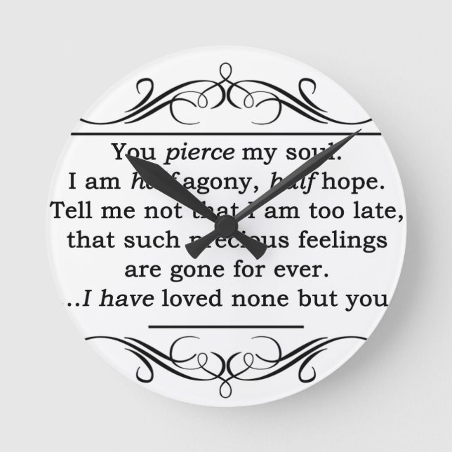 Horloge Ronde Citation de Jane Austen Persuasion (Recto)