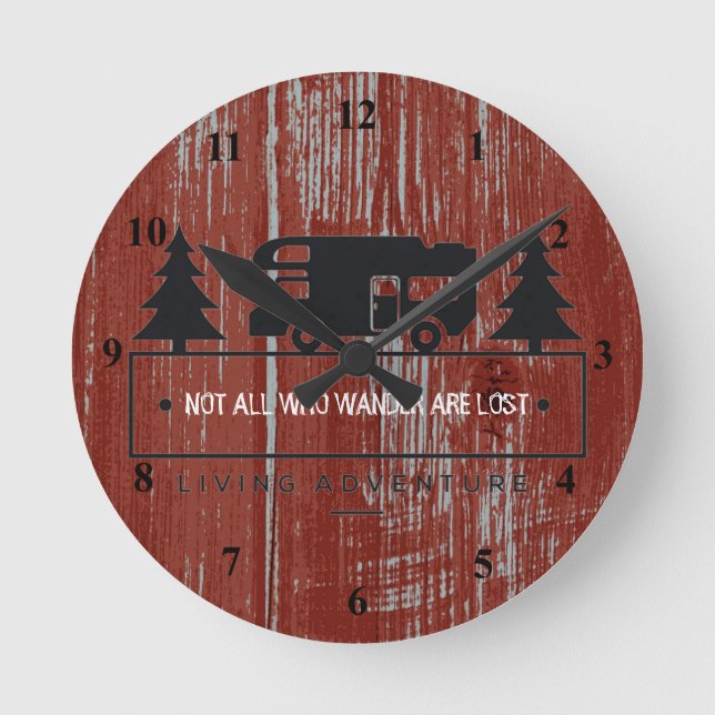 Horloge Ronde Citation rouge pas toute de voyage en bois | de (Recto)