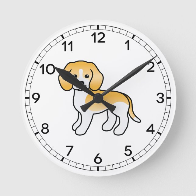 Horloge Ronde Citron Et Beagle Blanc Cute Dessin Cartographié Ch (Recto)