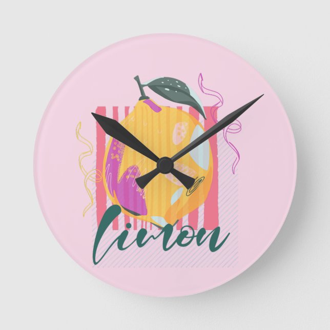 Horloge Ronde Citron Rose Limon Italien (Recto)