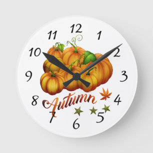 Horloge Ronde Citrouille d'automne