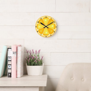 Horloge Ronde Citrus TROPICAL SUMMER FRUIT Orange citrons tranch
