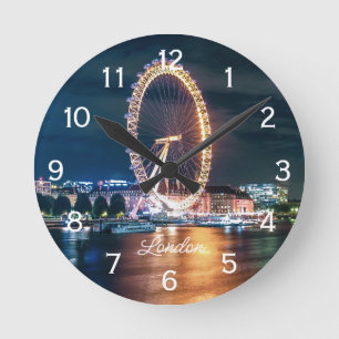Horloge Ronde Cityscape Ferris Wheel Night Travel Londres