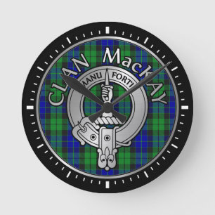 Horloge Ronde Clan MacKay Crest & Tartan