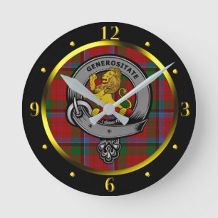 Horloge Ronde Clan Nicolson Badge et Tartan