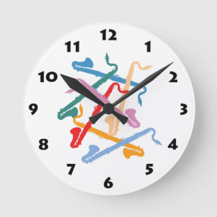 Horloge Ronde Clarinette basse colorée