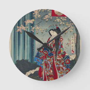 Horloge Ronde Classique japonais de cool d'art de Madame Japon