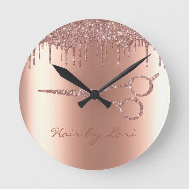 Horloge Ronde Clavier Rose Gold Drips Glitter Scissors (Recto)