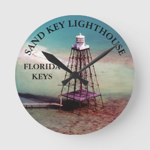 Horloge Ronde Clé de sable Phare, Floride Keys Arrondi Mur Horlo