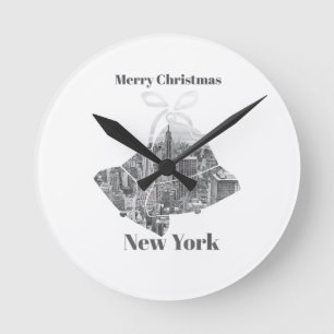 Horloge Ronde Cloche de Noël joyeux New York