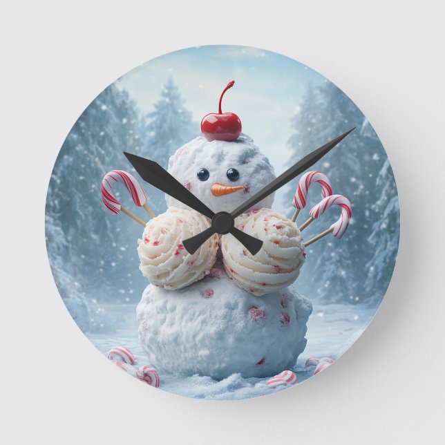 Horloge Ronde Clock Candy Snowman (Recto)