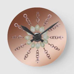Horloge Ronde Clock - Copper chain and beads