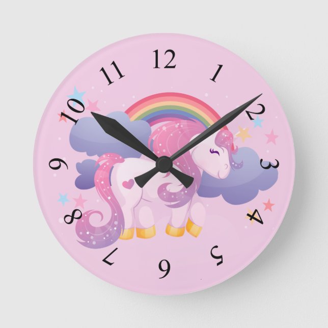 Horloge Ronde Clock Cute Unicorn (Recto)