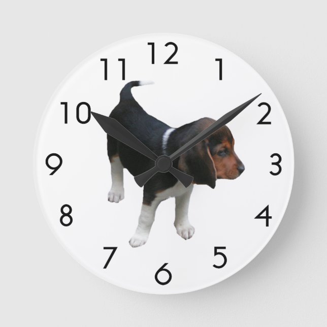 Horloge Ronde Clock de Beagle Puppy (Recto)