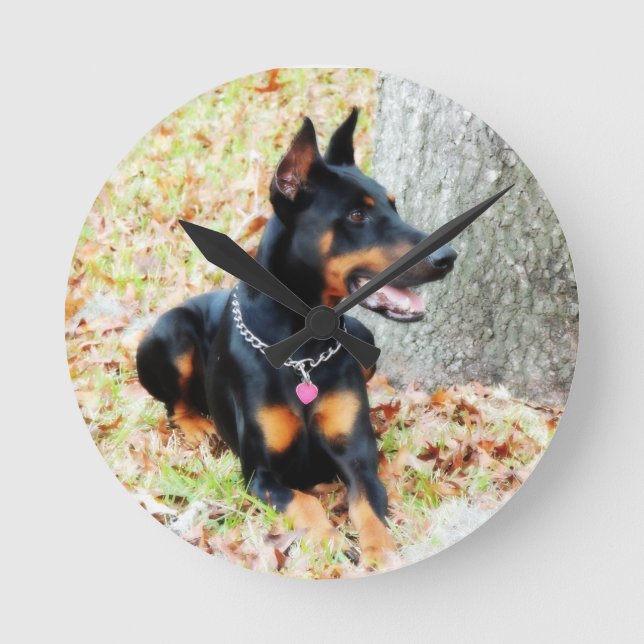 Horloge Ronde Clock de Doberman (Recto)