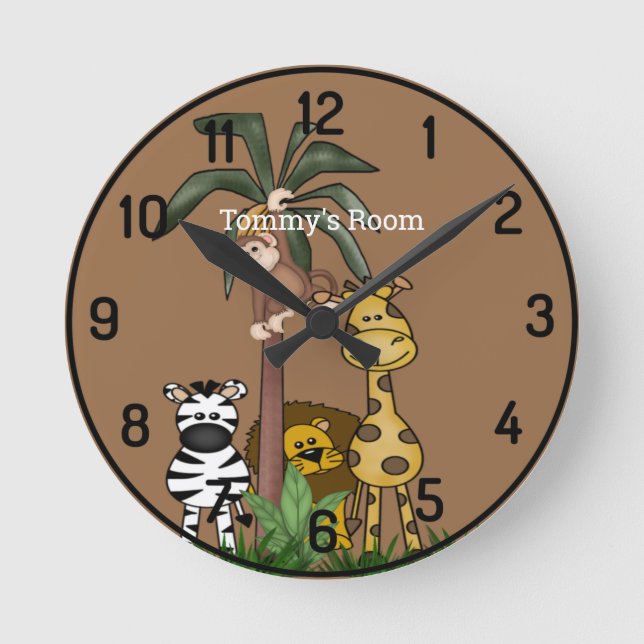 Horloge Ronde Clock du blog Custom Name Jungle Safari (Recto)