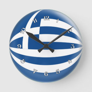 Horloge Ronde Clock Greece Greek flag Bubble Design