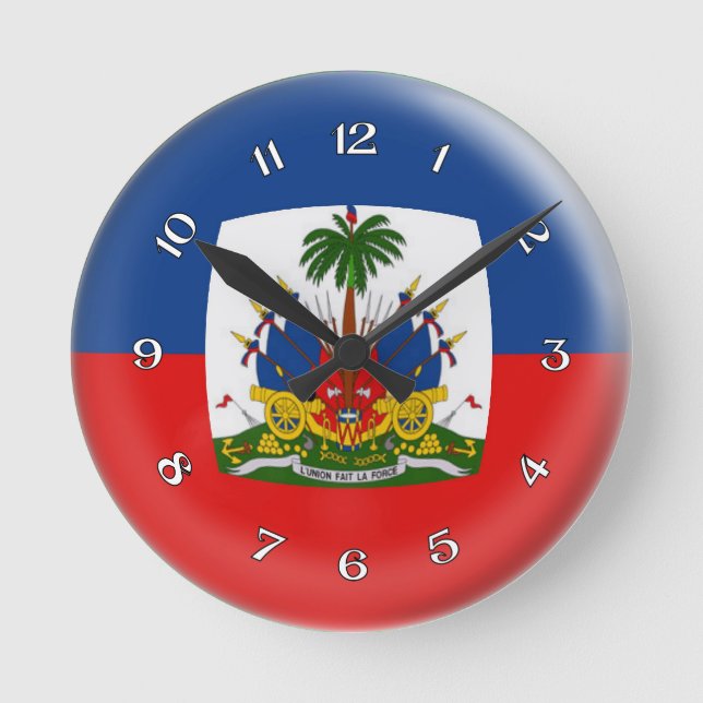 Horloge Ronde Clock Haïti Haitian flag Bubble Design (Recto)