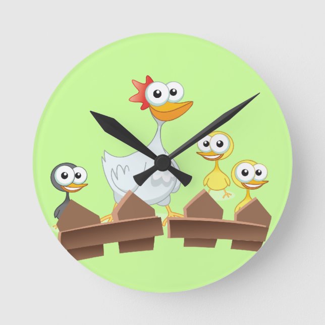 Horloge Ronde Clock Hen & Chicken (Recto)
