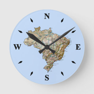 Horloge Ronde Clock Map Brésil