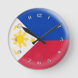 Horloge Ronde Clock Philippines Philippino flag Bubble Design