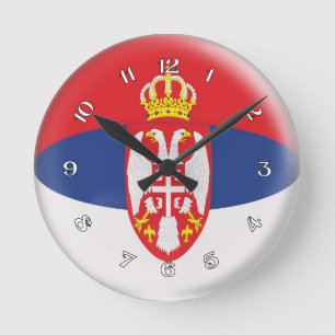 Horloge Ronde Clock Serbia Serbian flag